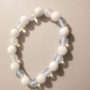Handmade by my daughter. Matte White and Milky white Beaded Bracelet